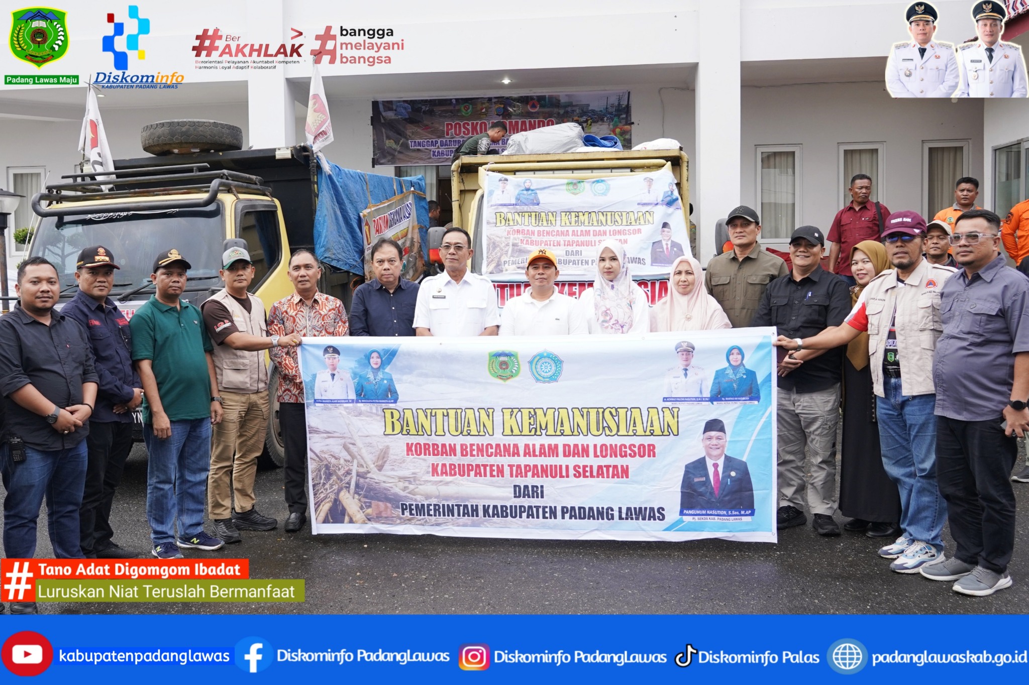 BUPATI PADANG LAWAS SERAHKAN LANGSUNG BANTUAN KEMANUSIAAN BENCANA KEPADA BUPATI TAPSEL.
