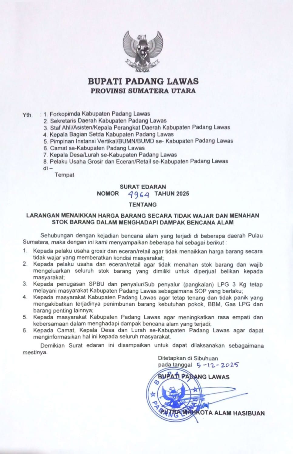SURAT EDARAN NOMOR 4964 TAHUN 2025