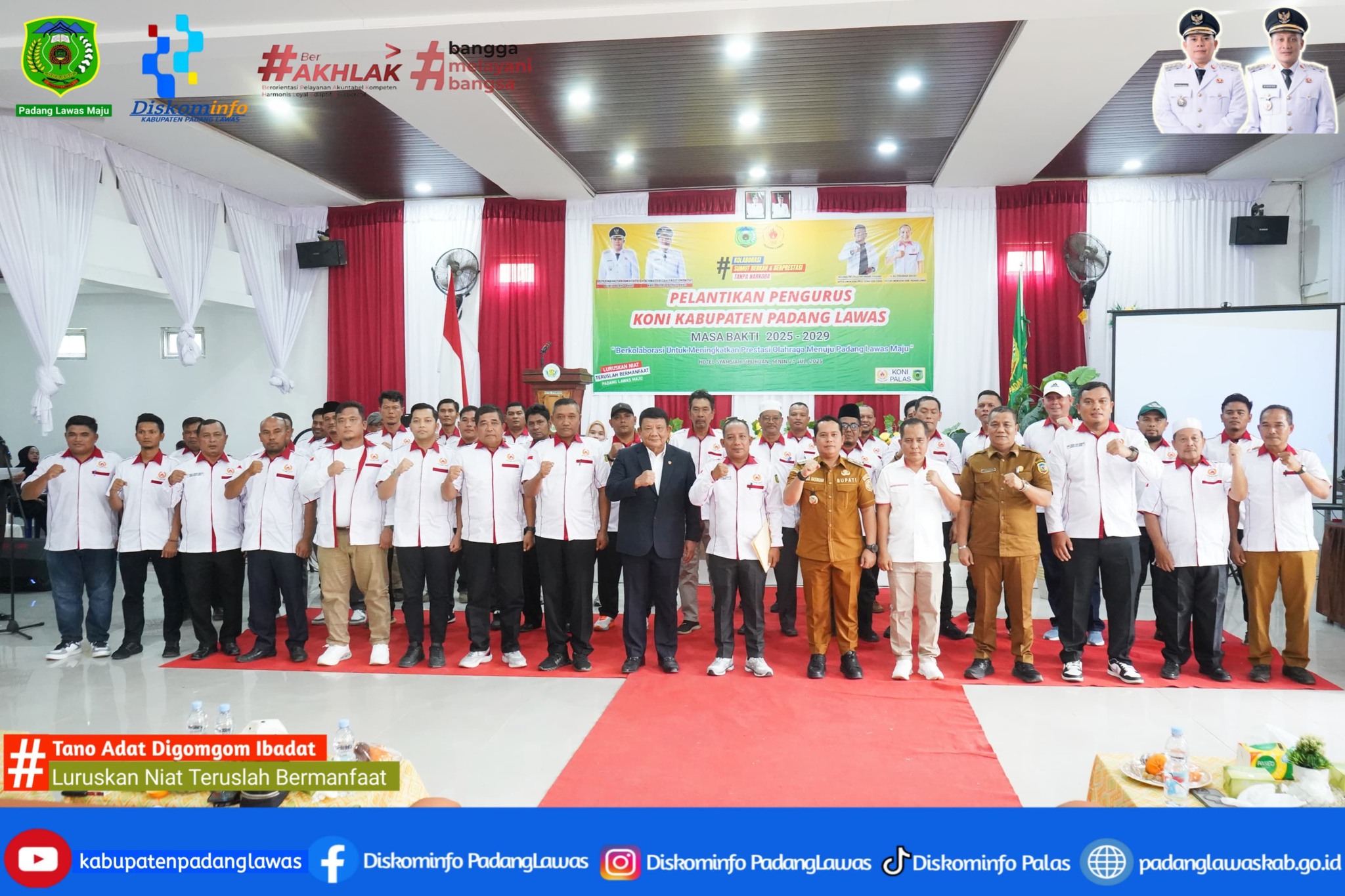 BUPATI PADANG LAWAS HADIRI PELANTIKAN PENGURUS KONI KABUPATEN PADANG LAWAS MASA BAKTI 2025 2029.