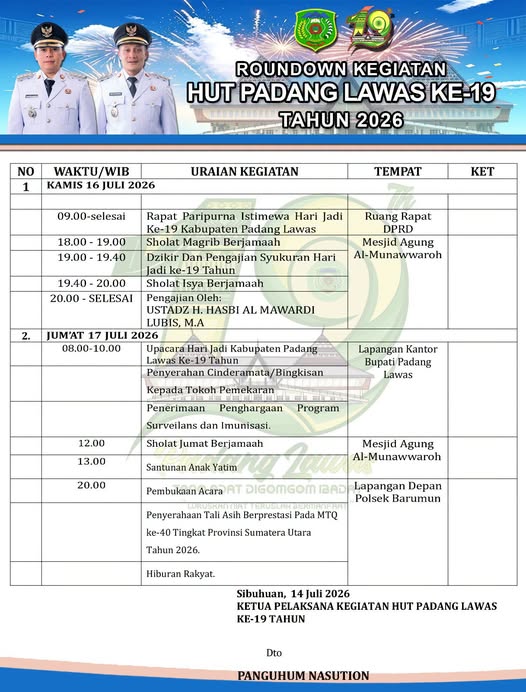 RUN DOWN DALAM RANGKA HUT KE 19 PADANG LAWAS