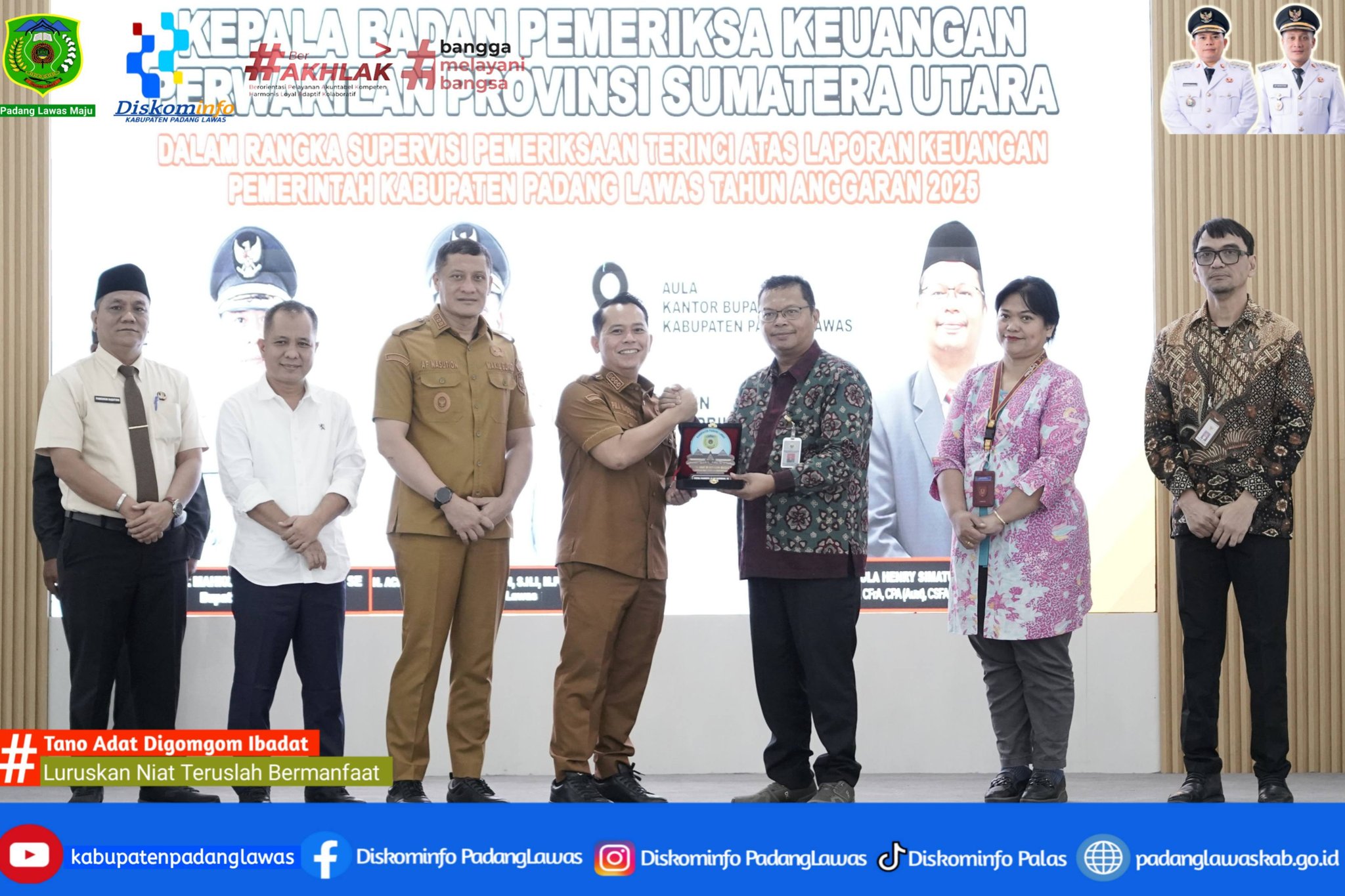 BUPATI PADANG LAWAS SAMBUT KEDATANGAN KEPALA BADAN PEMERIKSA KEUANGAN