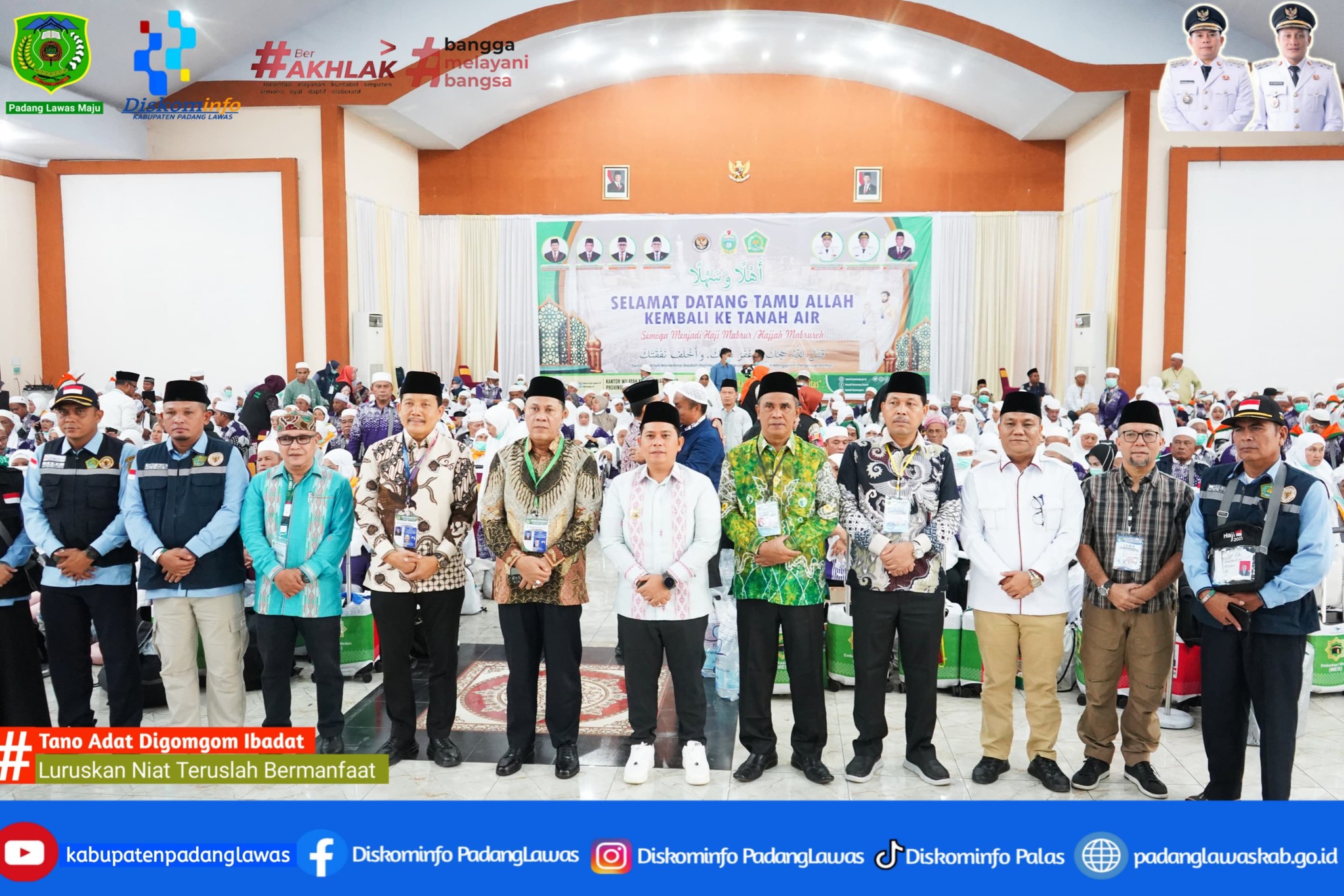 BUPATI PADANG LAWAS SAMBUT KEDATANGAN JAMAAH HAJI KABUPATEN PADANG LAWAS KLOTER 18 DI EMBARKASI MEDA