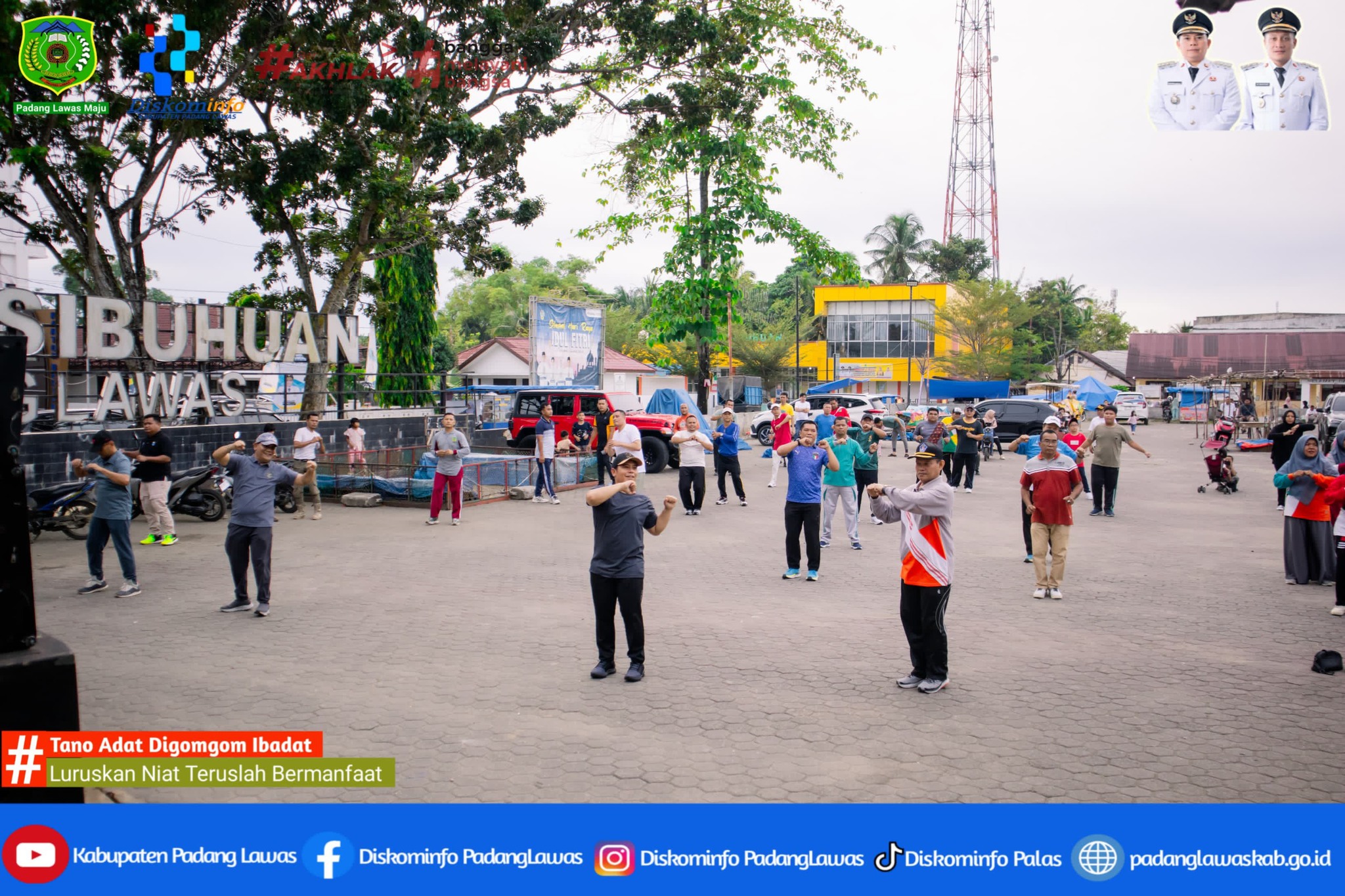 BUPATI PADANG LAWAS MELAKSANAKAN SENAM BERSAMA MASYARAKAT.