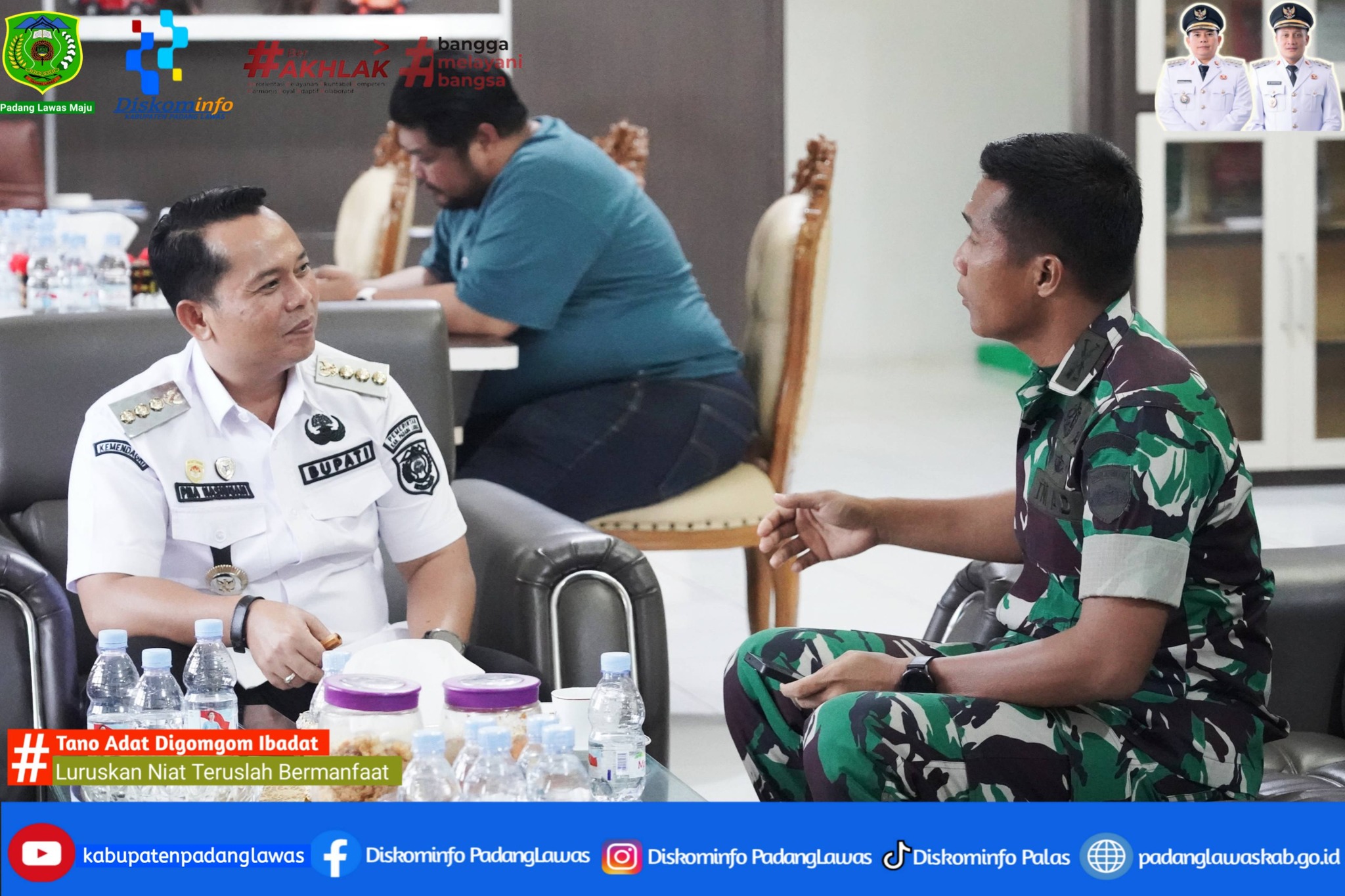 BUPATI PALAS SAMBUT KUNJUNGAN SILATURAHMI DANDIM 0212/TAPANULI SELATAN KE KABUPATEN PADANG LAWAS.